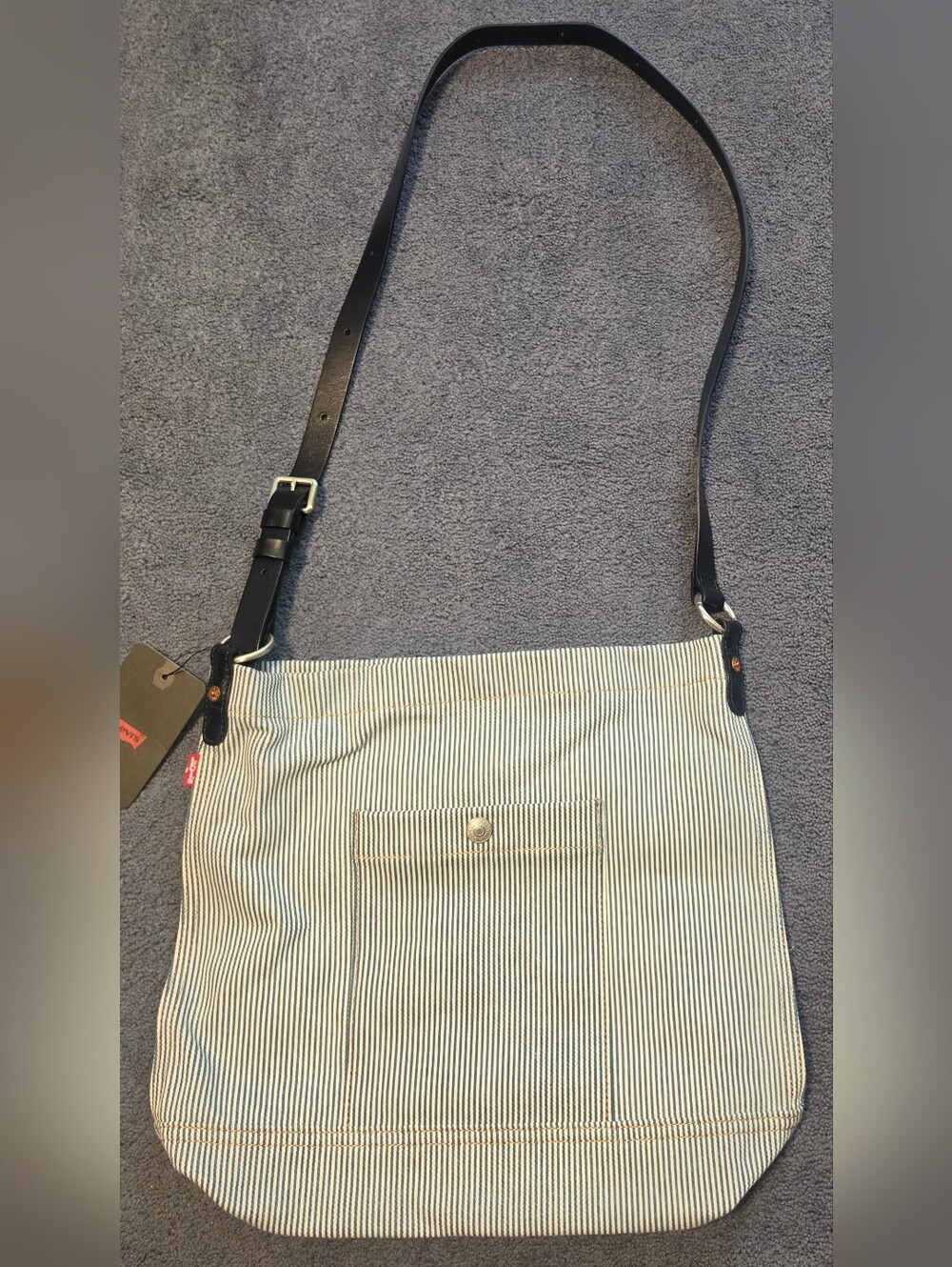 Levis Pinstripe Canvas Crossbody Tote